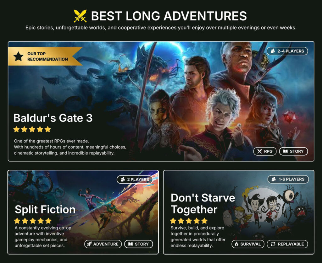 besr co-op rpg long adventure games