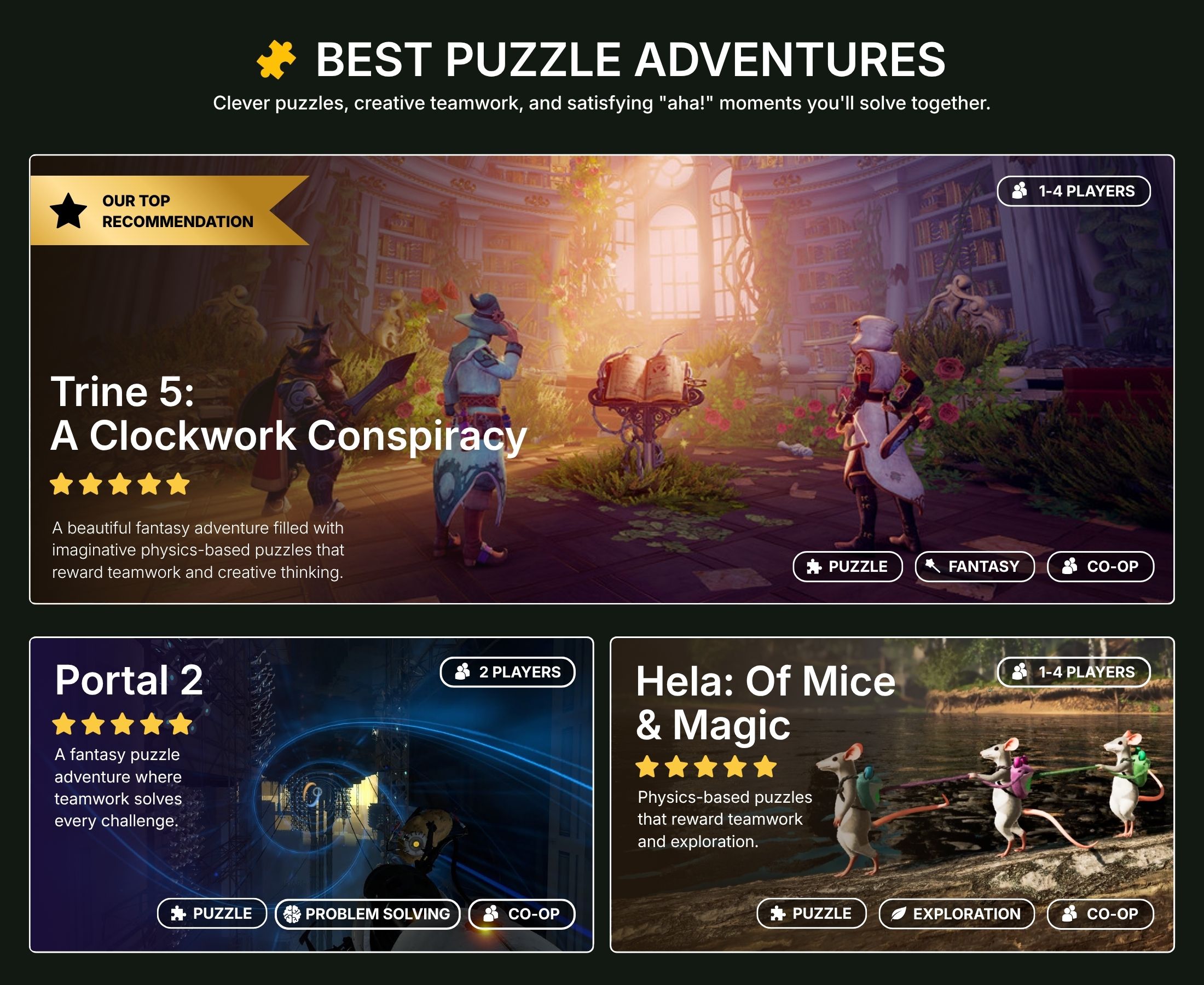 Best Puzzle Adventures to play with your partner