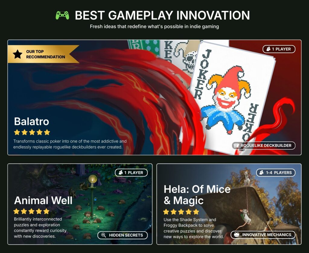 best indie games on PS5 in 2026 best gameplay innovation