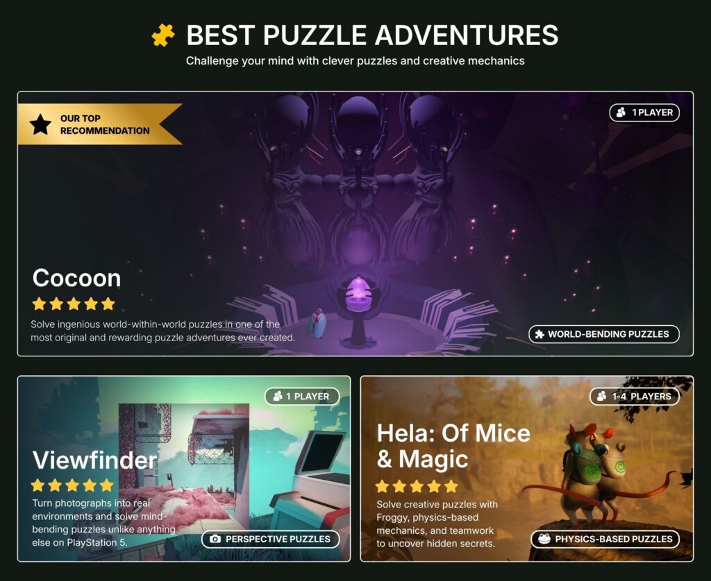 best indie games on PS5 in 2026 best puzzle adventures